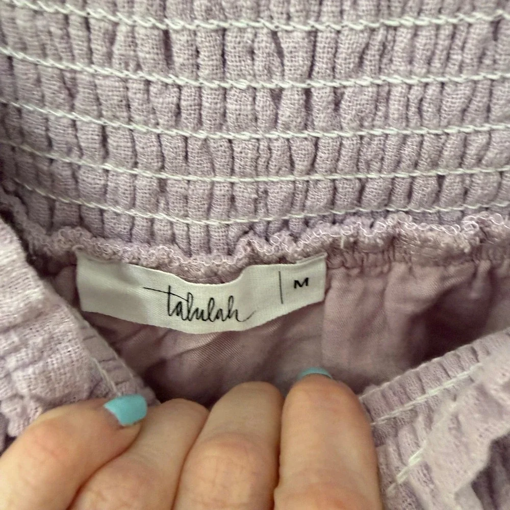 Talulah Mini‎ Skirt M Lavender Purple Smocked Tiered Ruffle Cotton Gauze - Picture 3 of 5